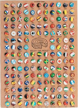 Enjoy The Wood 3D Wood World Map Wall Art Flags, Pins