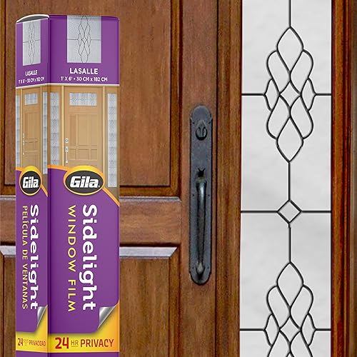 Gila Lasalle - Lámina decorativa para ventana de entrada y entrada, adherencia estática, 1 x 6 pies (12 pulgadas x 72 pulgadas) (6 pies cuadrados)