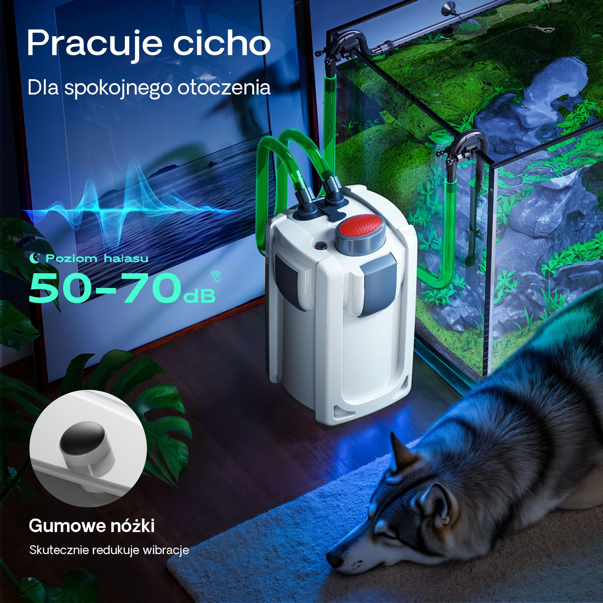 SunSun HW-702A Filtr zewnętrzny do akwarium 1000l/h 24W z 3-stopniową filtracją komorową