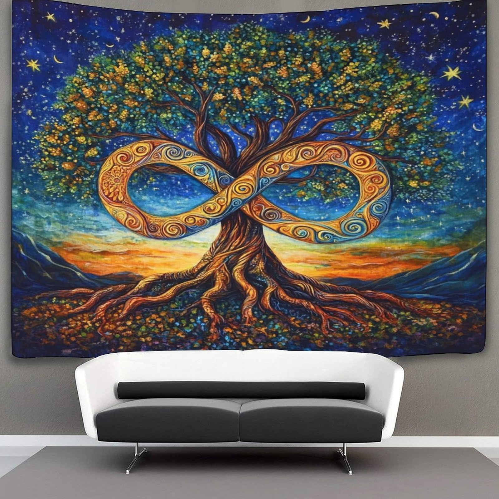 kaiyun Tree of Life Tapestry Wall Hanging,Infinity Symbol Wall Tapestry for Bedroom Decor Birthday Party Celebration Or Garden Backdrop 180cmx230cm