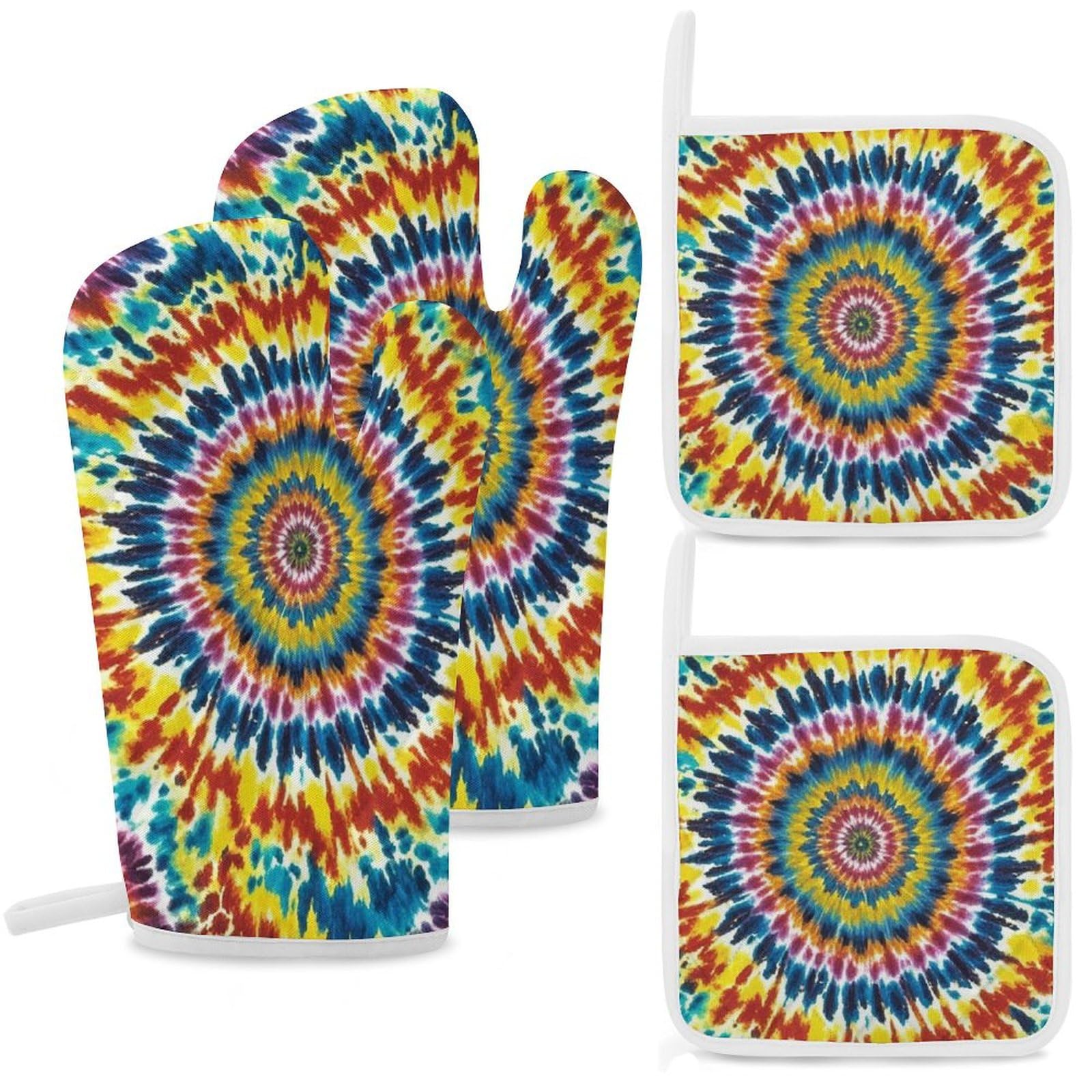 Gants de cuisine imprimés tie-dye et maniques pour réussir toutes vos soirées barbecue et cuisson