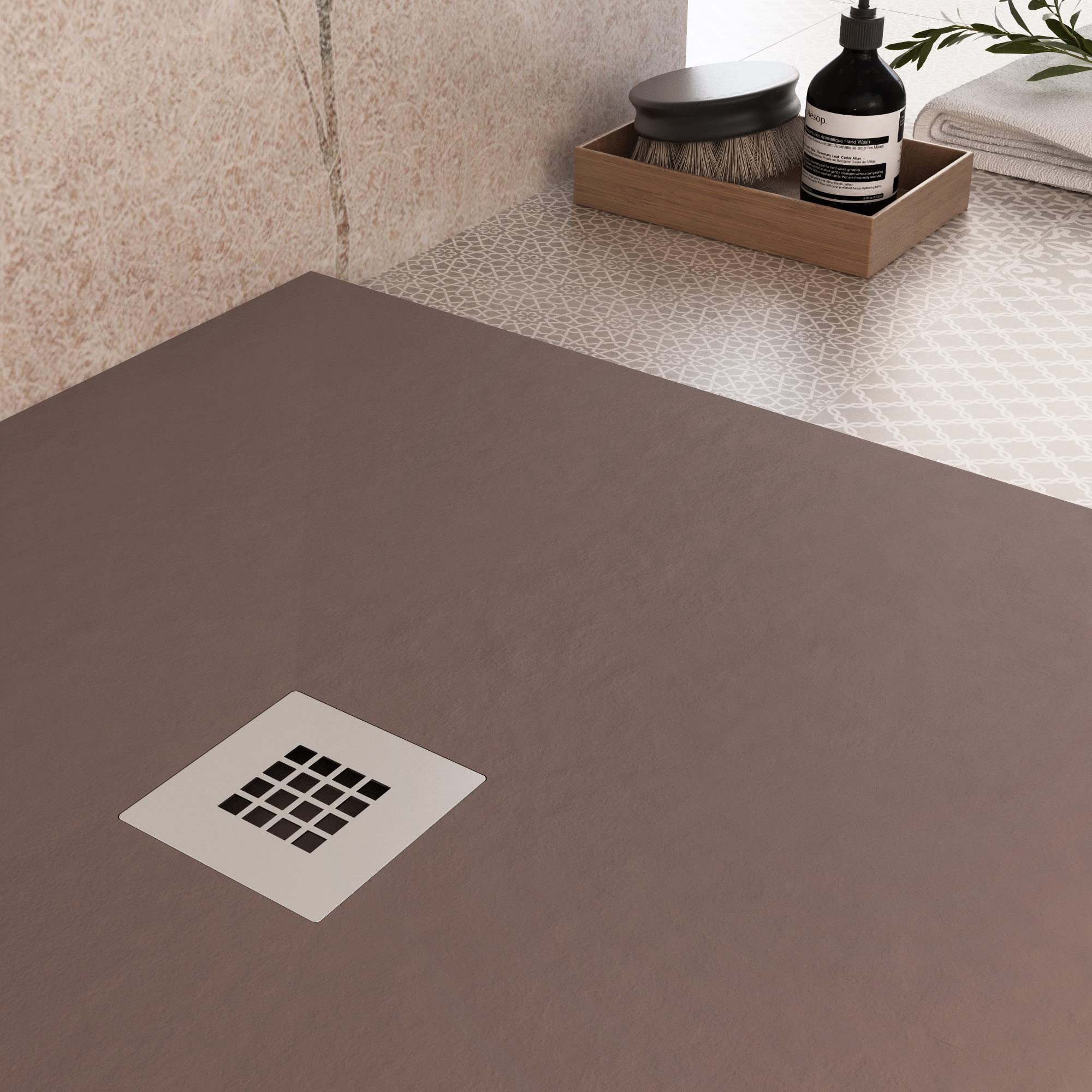 Piatto doccia 90x120 Marrone in marmoresina finitura pietra Plus
