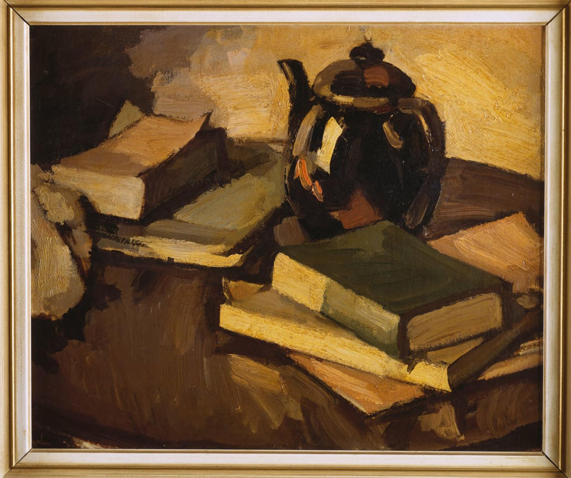 ARTXLXXBN Famous Prints Artwork Pictures Poster Painting Art a Still Life with a Teapot and Books on a Table by Samuel John Peploe Artwork Landscape Pictures for Home Decor 60x90cm