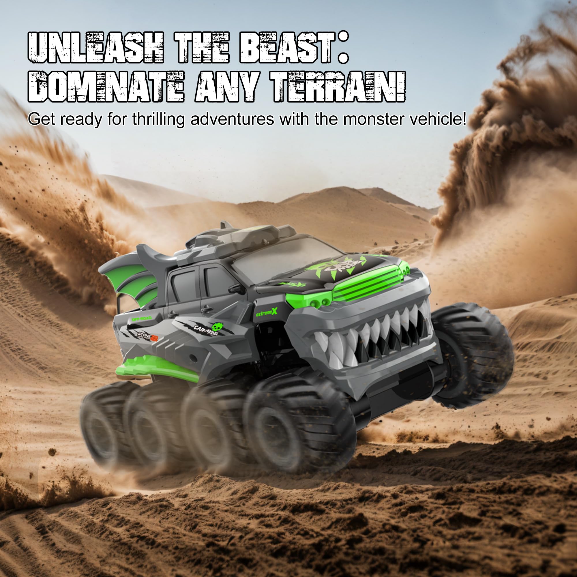 Anfibio Control remoto para coche, barco, agua, chorro de agua, tanque RC de 2.4 GHz, sensor de gesto, 4 WD Monster Truck impermeable, coche RC para 6, 7, 8, 9-12 niños, niñas