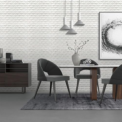 Miniatura 2 de Paneles de pared 3D para despegar y pegar, 20 piezas de papel tapiz de ladrillo de espuma blanca para dormitorio, panel de pared de piedra