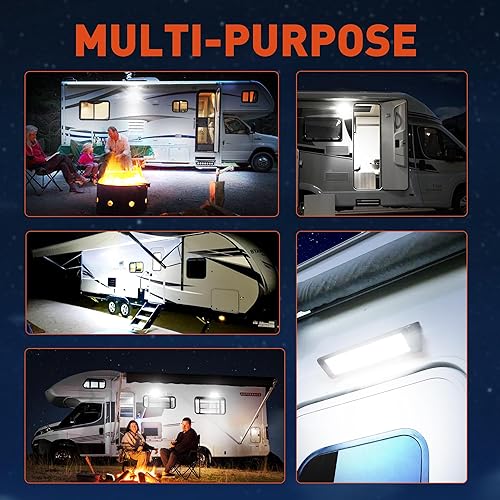 Miniatura 7 de SnowyFox Luz LED para porche exterior de casa rodante, impermeable, 10-30 V CC, baja corriente, 13 pulgadas, 90 W, 2800 lúmenes, base de aluminio,