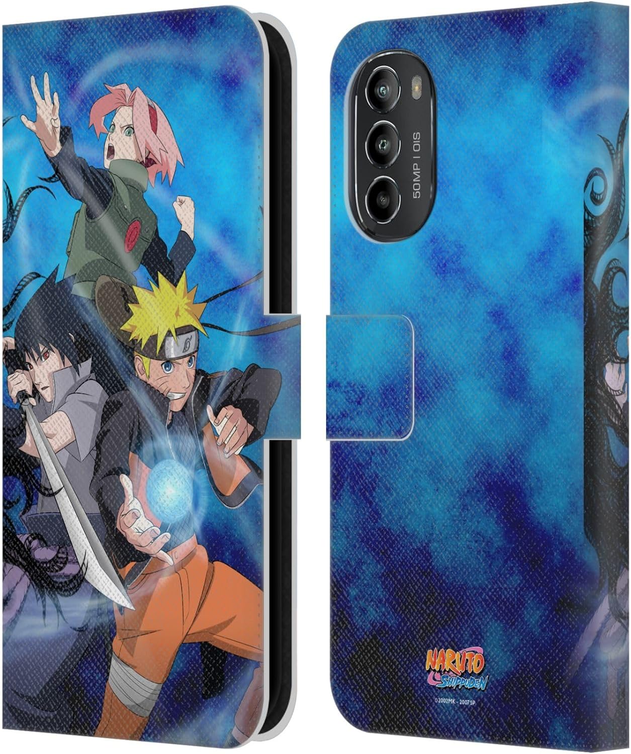 Head Case Designs Officially Licensed Naruto Shippuden Team 7 Key Art Leather Wallet Case Compatible with Motorola Moto G82 5G