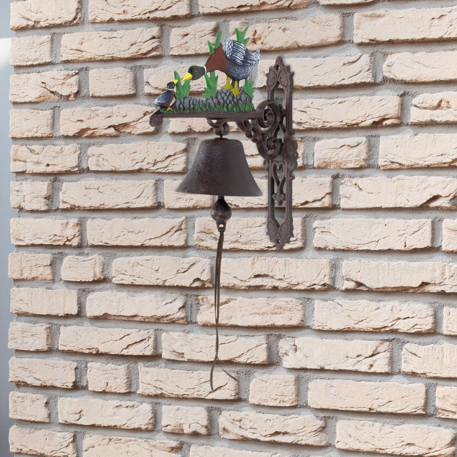Moritz Cloche Murale En Fonte, Motif Canard Poussin Familial, 37 Cm, Style Antique Marron – Idéal Pour Porte, Jardin, Maison