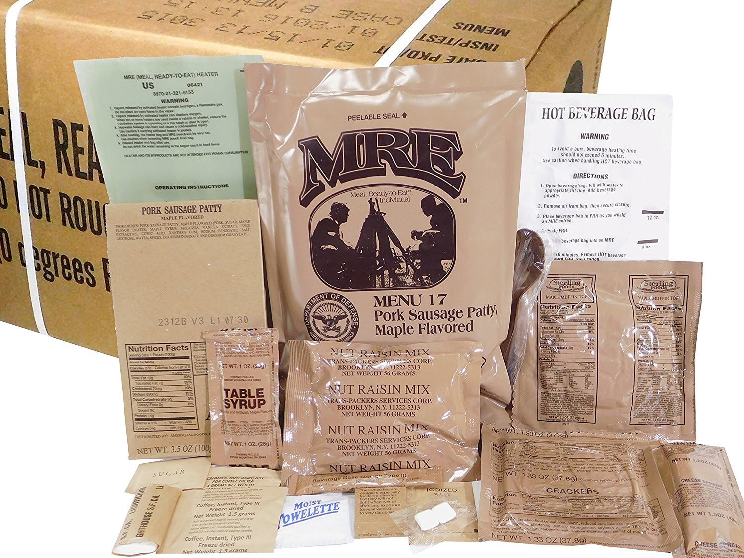 Western Frontier MRE 2019 Inspection Date Case, 12 Meals with 2019 Inspection Date, 2016 Pack Date. Military Surplus Meal Ready to Eat. (Random Case)
