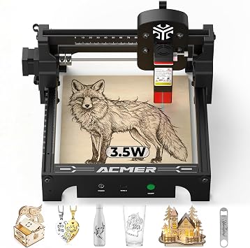 Acmer S1 Laser Engraver, 3500mW Laser Engraving Machine | Laser Cutter, 130130mm Area, 0.01mm Precision for Wood, Leather and Stainless Steel DIY Gifts & Home Projects