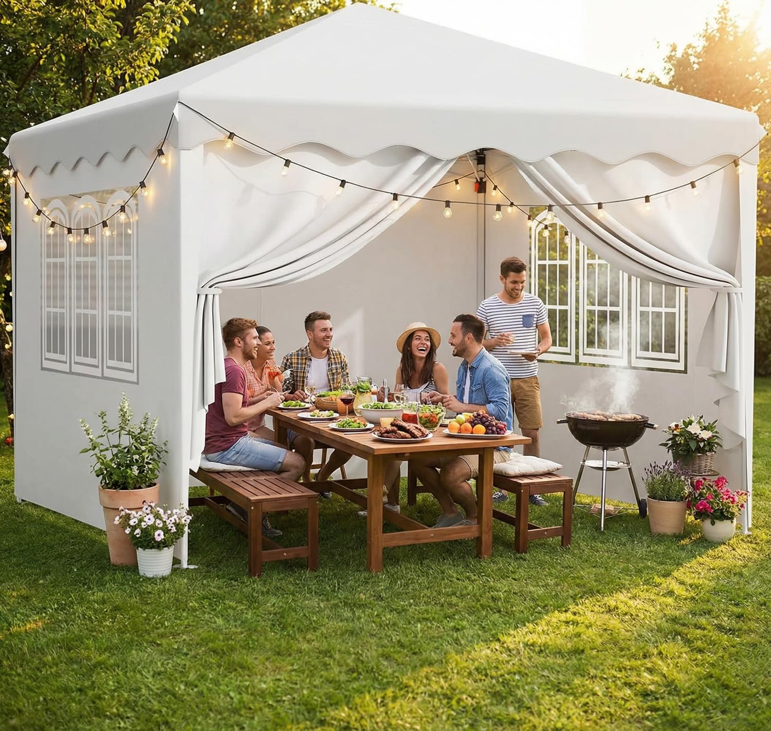 Tonnelle de jardin 3x3m pliable Grise avec sac de transport VOUNOT® | Leroy Merlin