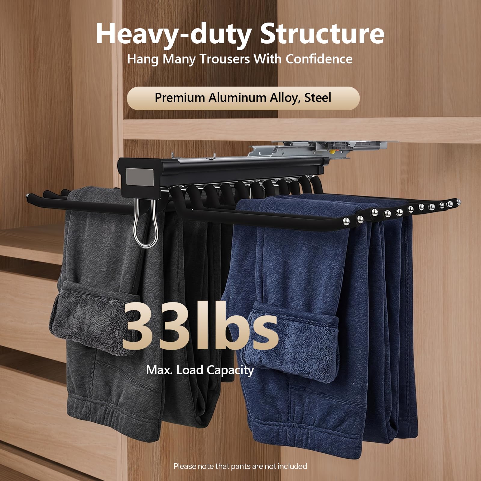 Percha extensible para pantalones (22 barras), color negro