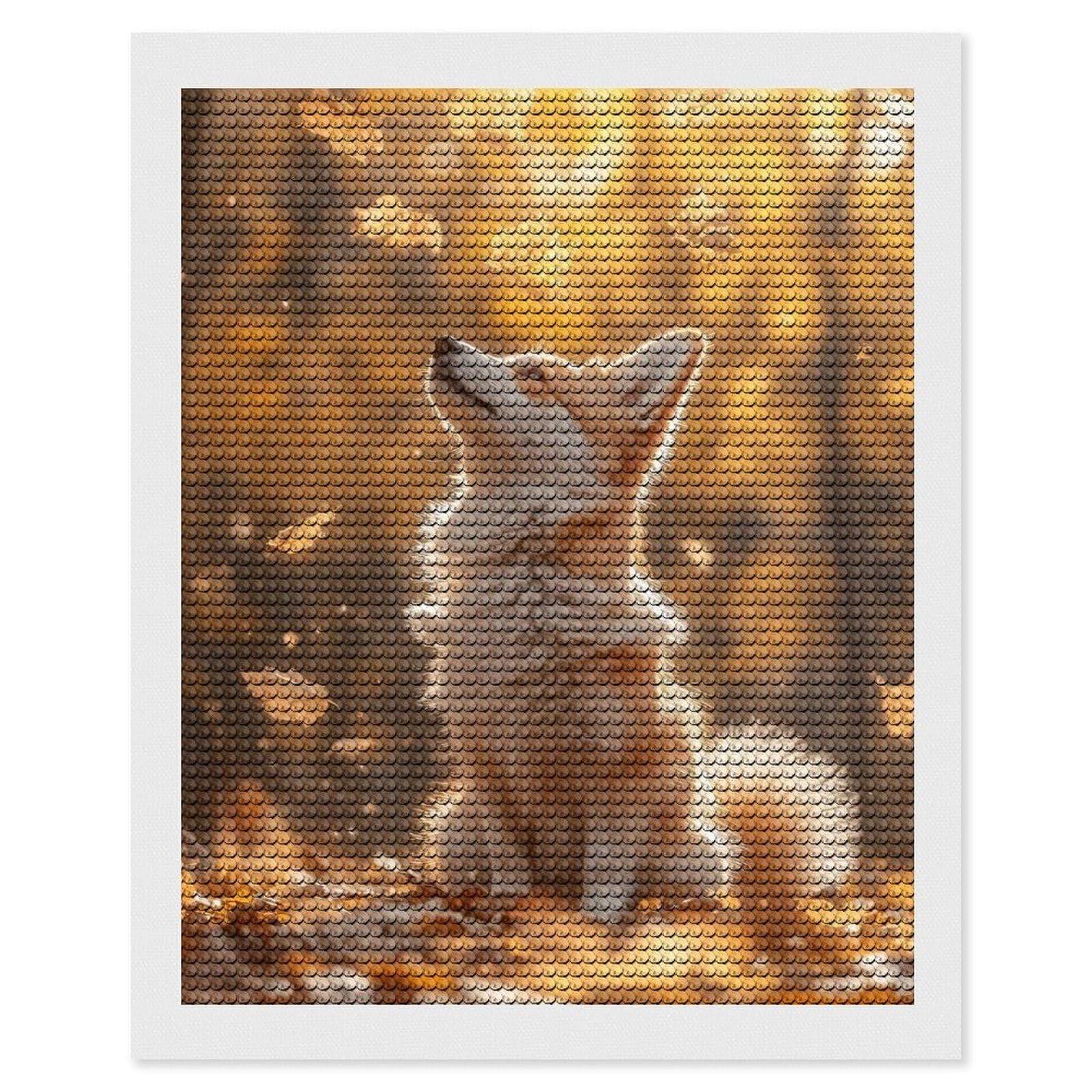Junmoney Corgi in Autumn Leaves 5D Diamond Painting Kit 16"x20", Relaxing DIY, Mindful Craft Project, Full Kit Included, Thoughtful Present
