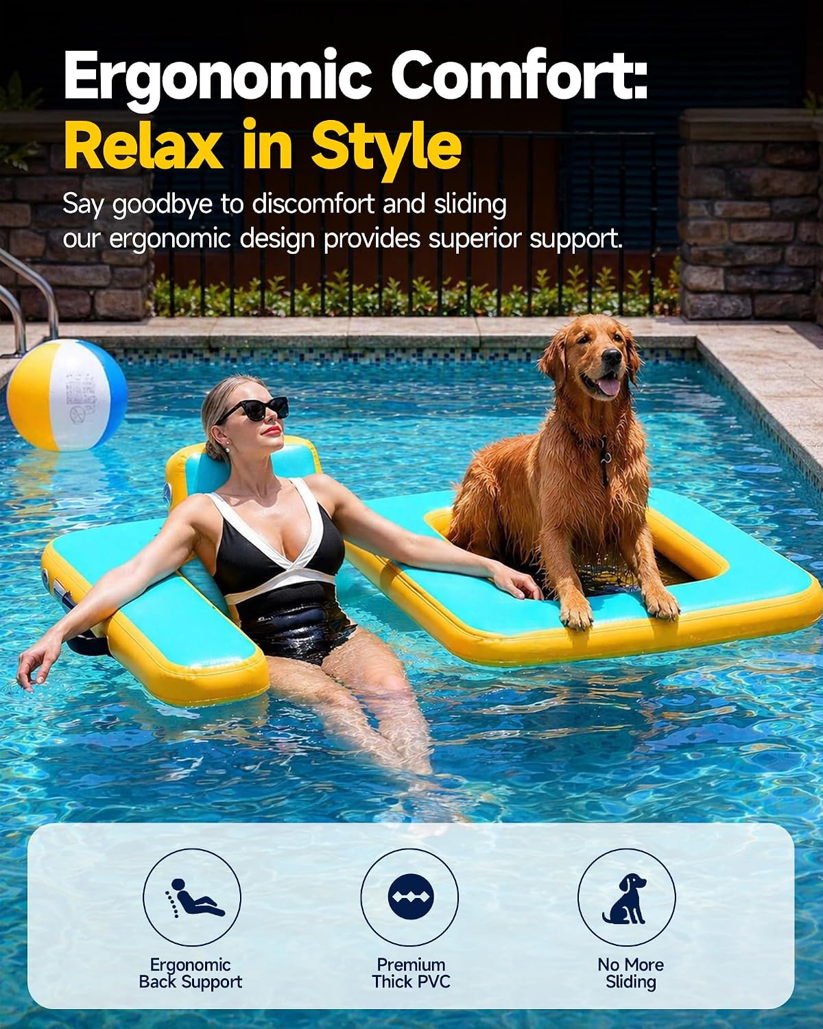 PETNF dog pool float used at pool, lake and beach