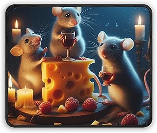 Fancy Wine and Cheese Night Gaming Mouse Pad 9x7 Inch with Rubber Base