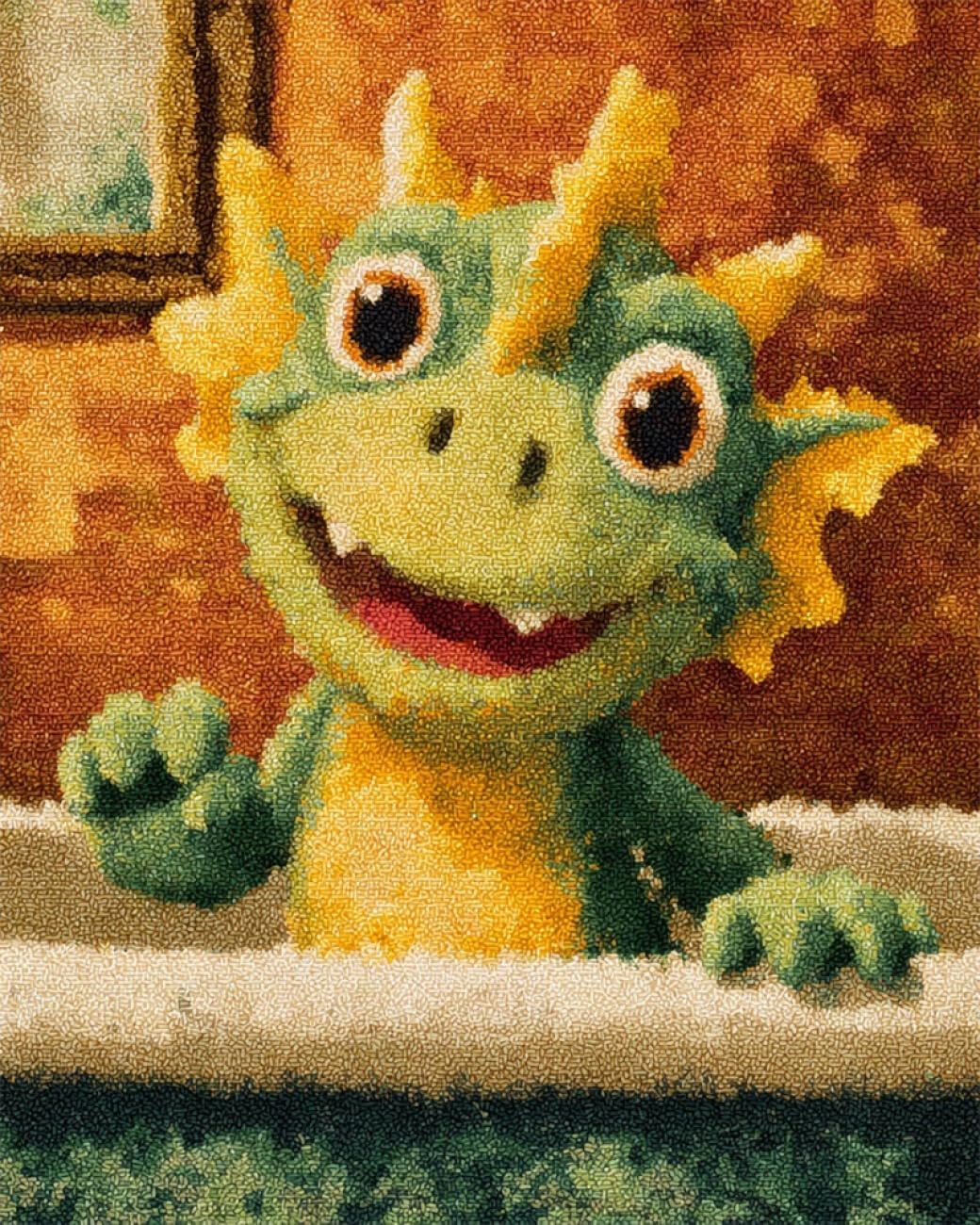 Ambattery E Latch Hook Tapestry Kit Th Dragon Taking A Bath 90X120cm