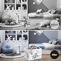 Vista 2 de Clastyle Cesta rectangular plegable de 36 l con asa para almacenamiento de ropa de juguete rectangular con asa para habitación de niños, guardería