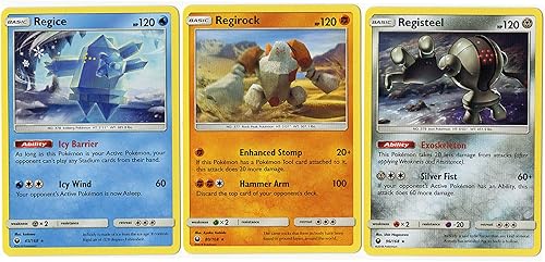 Pokemon Legendary Set - REGICE REGIROCK REGISTEEL - Lote de cartas raras de tormenta celestial - Juego de 3 piezas
