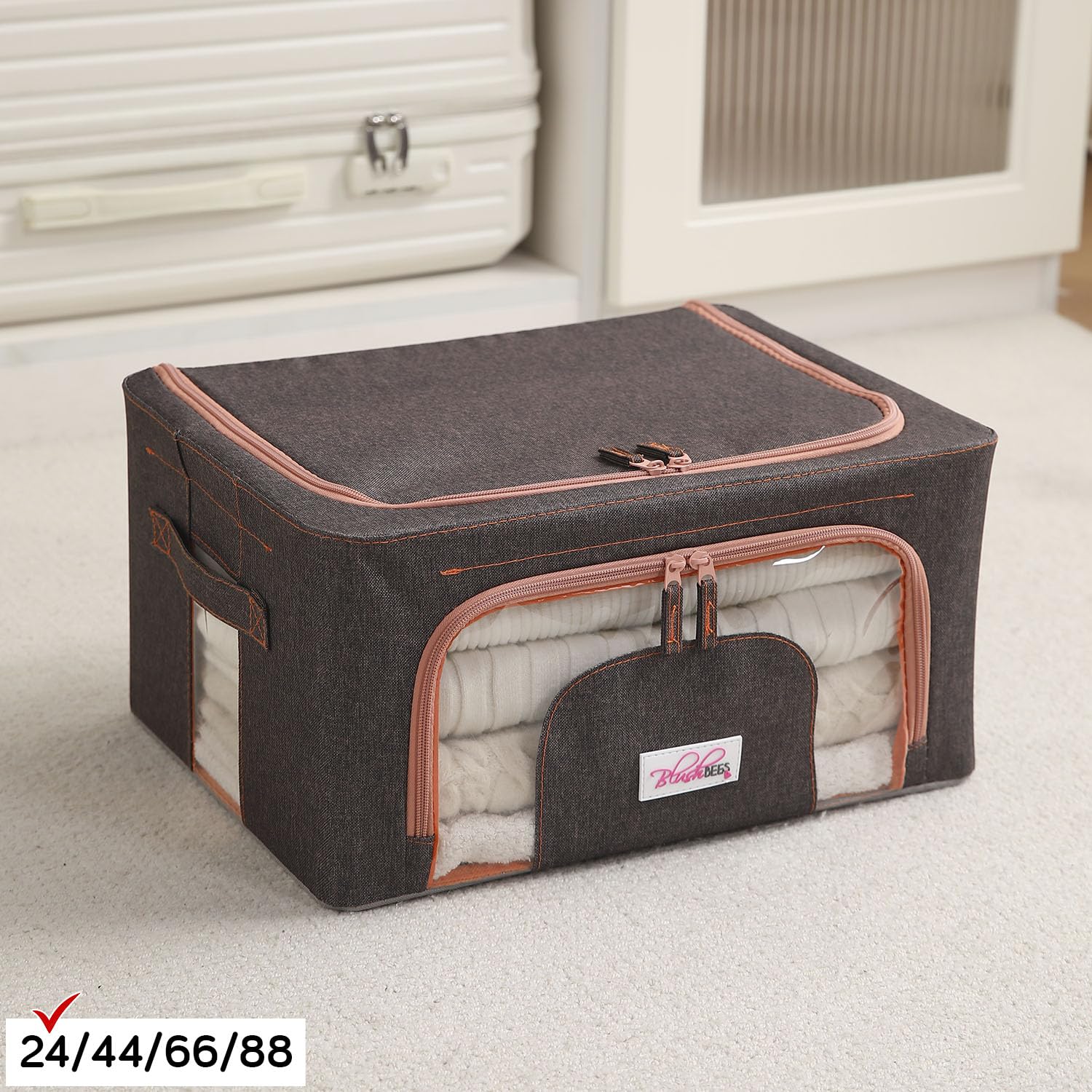 BlushBees Living Box - 600D Oxford Fabric Storage Boxes for Clothes, Saree Cover - 24 Litre, Pack of 1, Espresso Brown 4