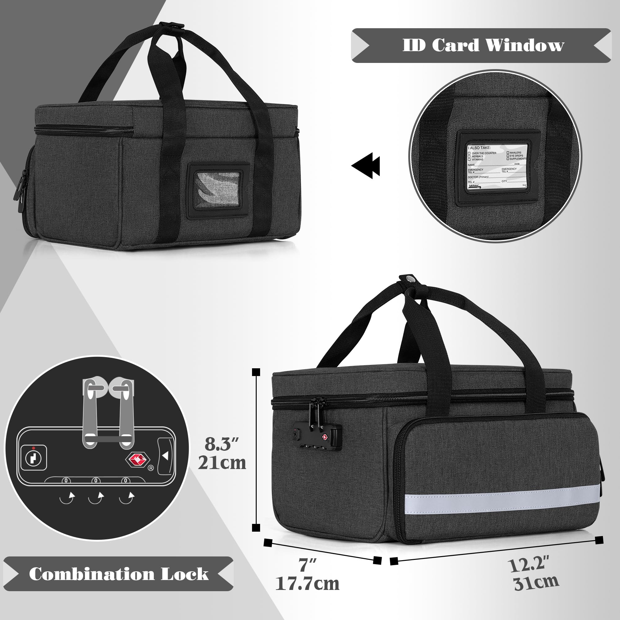 CURMIO Maletín Profesional para Cortapelos, Organizador con Cerradura para Máquinas, Tijeras y Accesorios de Barbería, Solo Bolsa, Negro