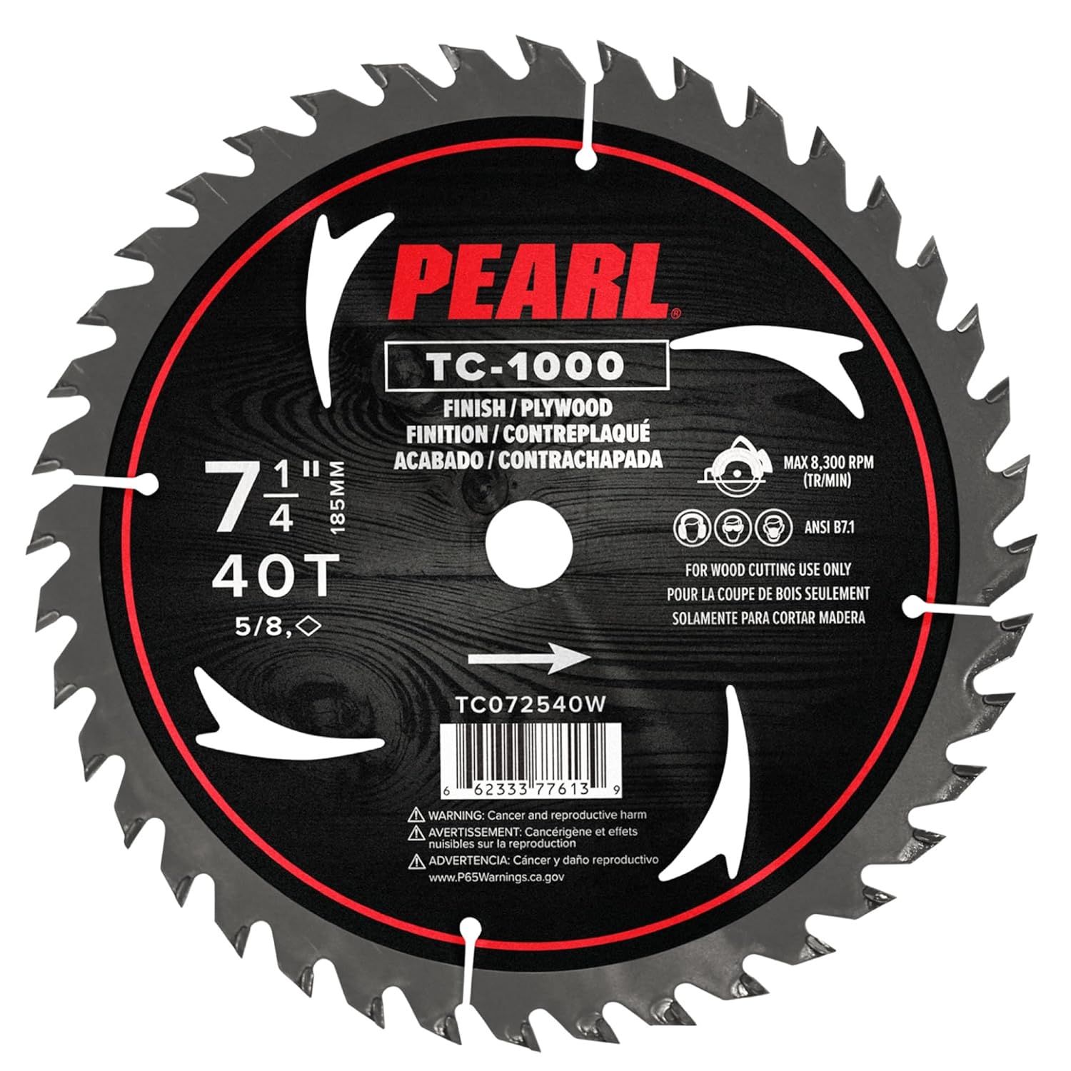 PEARL ABRASIVE CO. Carbide Tooth Wood Blade 7-1/4" 40T 5/8" DM, Pack of 10