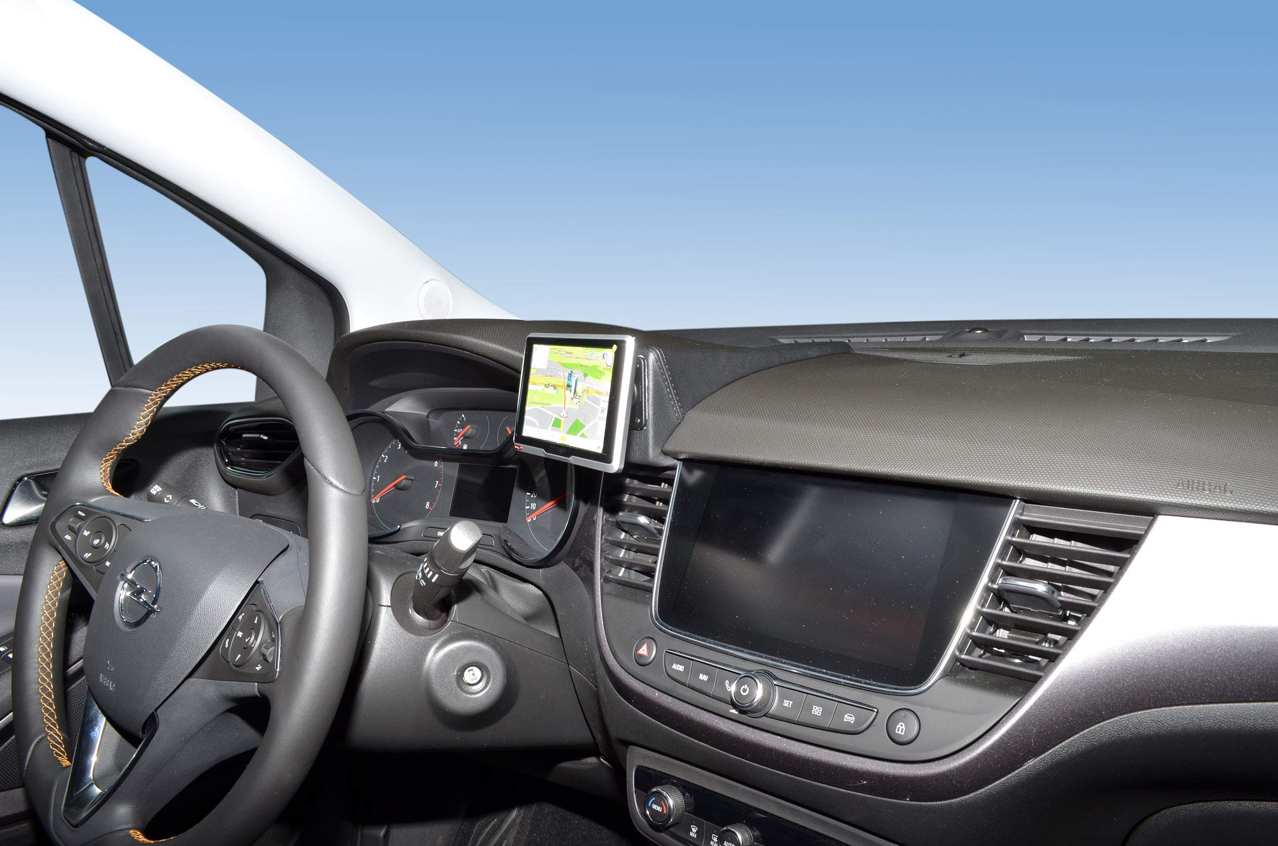 KUDA Handyhalterung passend für Opel Crossland X ab 06/2017 & Opel Crossland ab 2020 (Facelift) - Telefonkonsole für Smartphones, Handys, Navi und mehr – Kunstlederkonsole, schwarz, 6965