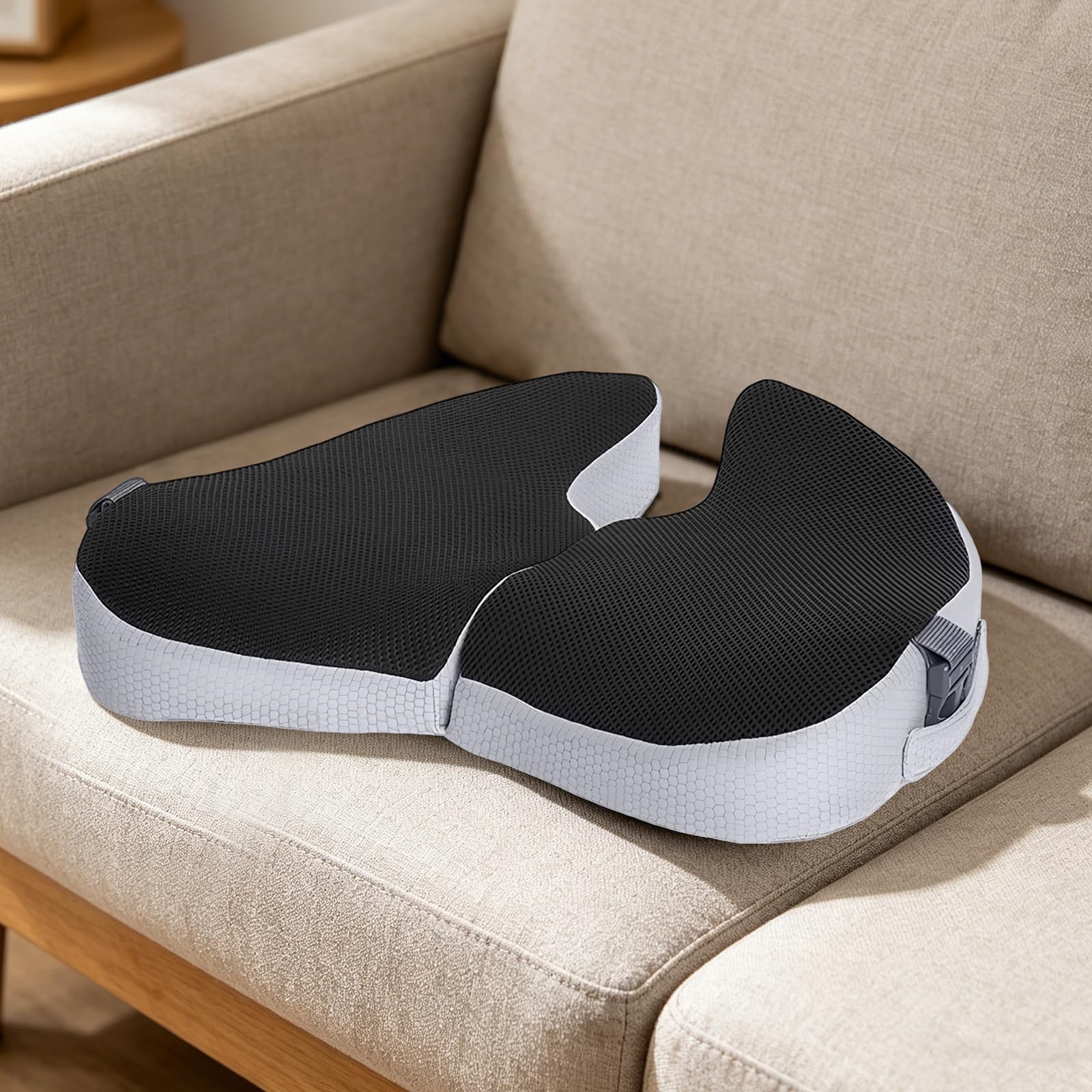 Cuscino pieghevole traspirante in memory foam per ufficio, protezione per i fianchi, cuscino da viaggio, nero, antiscivolo