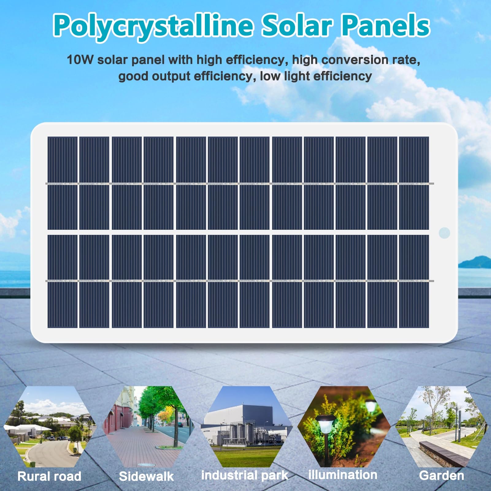 DEWIN Mini panel słoneczny, 5 W, przenośny polikrystaliczny panel słoneczny 12 V, ogniwa słoneczne, ładowarka do akumulatora DC 5,5 V, przyłącze do balkonu ogrodowego na zewnątrz, lampa solarna do