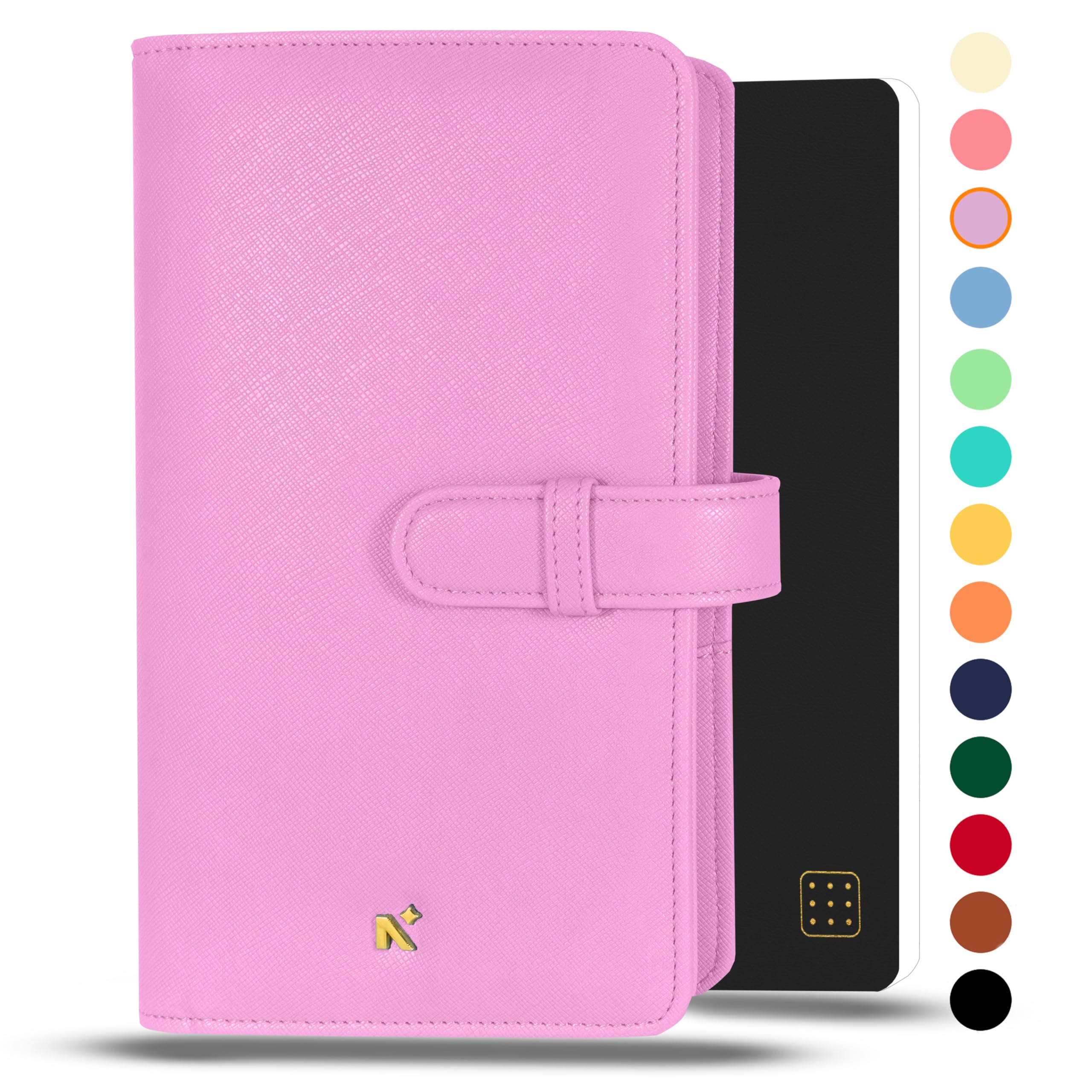 NEORAHPETITE Notebook SLEEVE with Loop + Dotgrid JOURNAL | Faux Leather Sleeve + Penloop | 2 Front 1 Back compartment | 4 Card Slots | 2 BookMarks | Gift Box— Fits any PETITE Softcover Moleskine