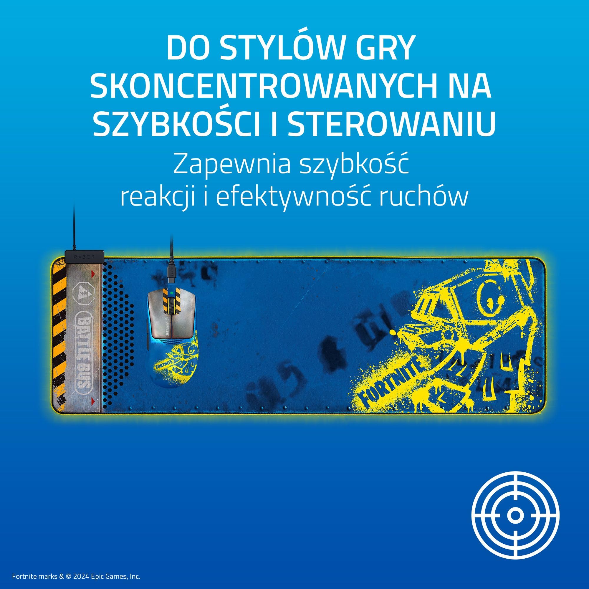 Razer Goliathus Extended Chroma - Fortnite Edition Bardzo duża, miękka podkładka pod mysz do gier z podświetleniem RGB (uchwyt na kabel, zoptymalizowana dla wszystkich myszy) XXL | Fortnite