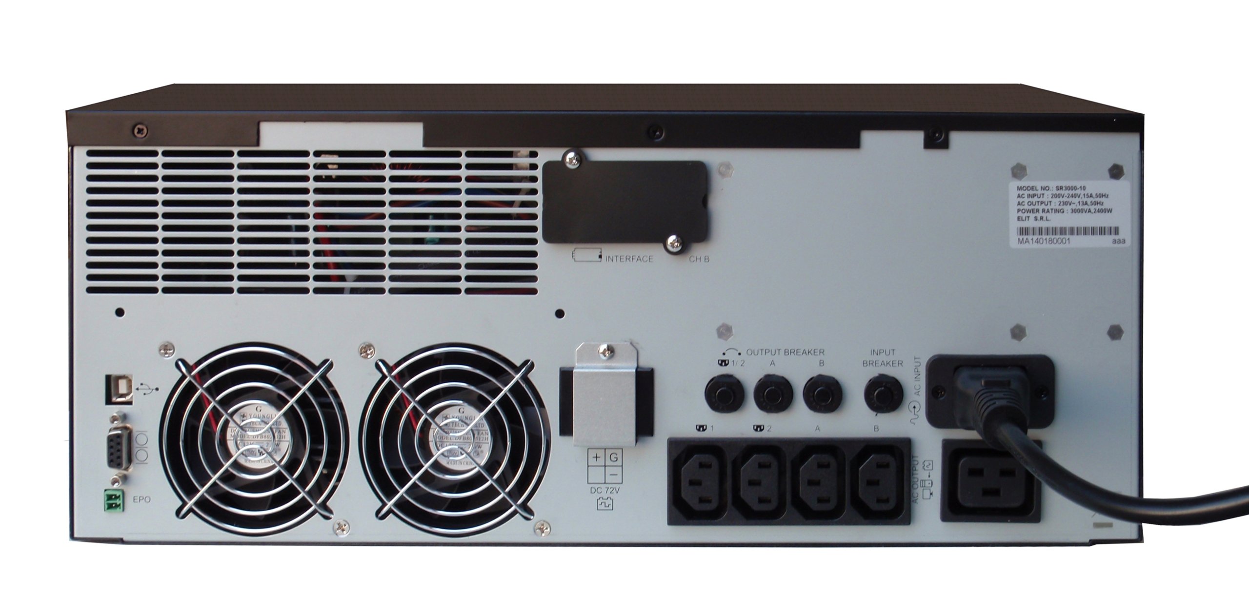 ELIT Gruppo di continuità 3000VA / 2700W on-Line Doppia conversione USB & RS232 Rack 19" - ups 3000VA SR