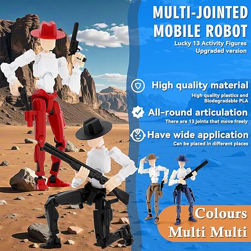 Miniatura 2 de Titan 13 - Figura de acción de Cowboy Already Assembled Dummy 13 figuras de acción para niños, paquete de 2 figuras de acción T Lucky 13 de 5.4