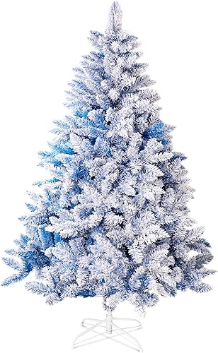 Outroad Árbol de Navidad flocado de nieve de 6 pies, pino artificial con bisagras de alta calidad, soporte de metal y 1000 puntas de ramas