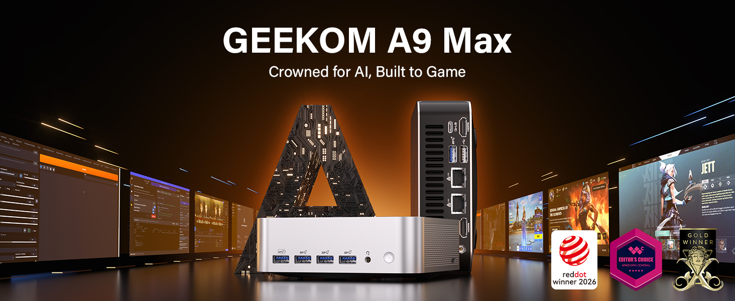 Amazon.com: GEEKOM A9 Max Top AI Productivity Mini PC,AMD Ryzen AI