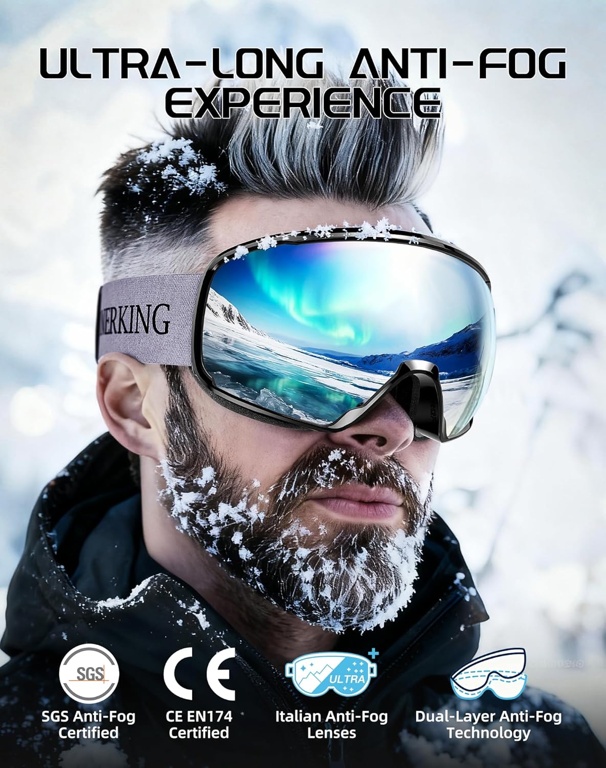 Innerking OTG Ski Goggles SGS Approved, Over Glasses Snow Snowboarding Winter Goggles Anti Fog for Adult, Youth, Men Women - Image 2