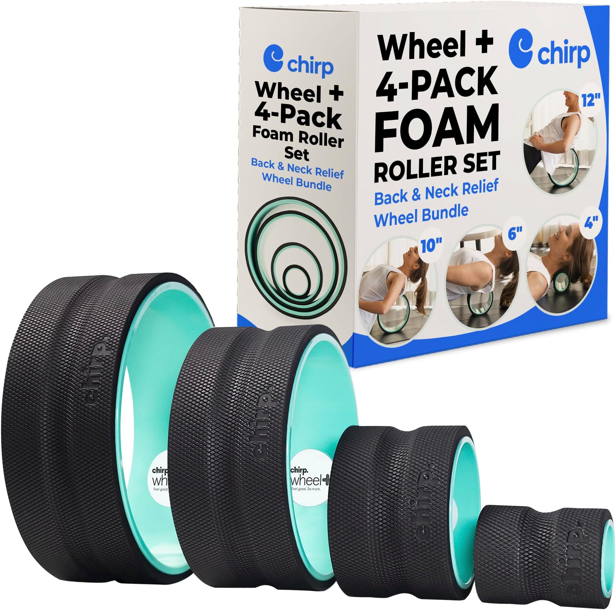 Chirp Wheel Foam Roller - Targeted Back & Neck Pain Relief, Muscle Massage, T...