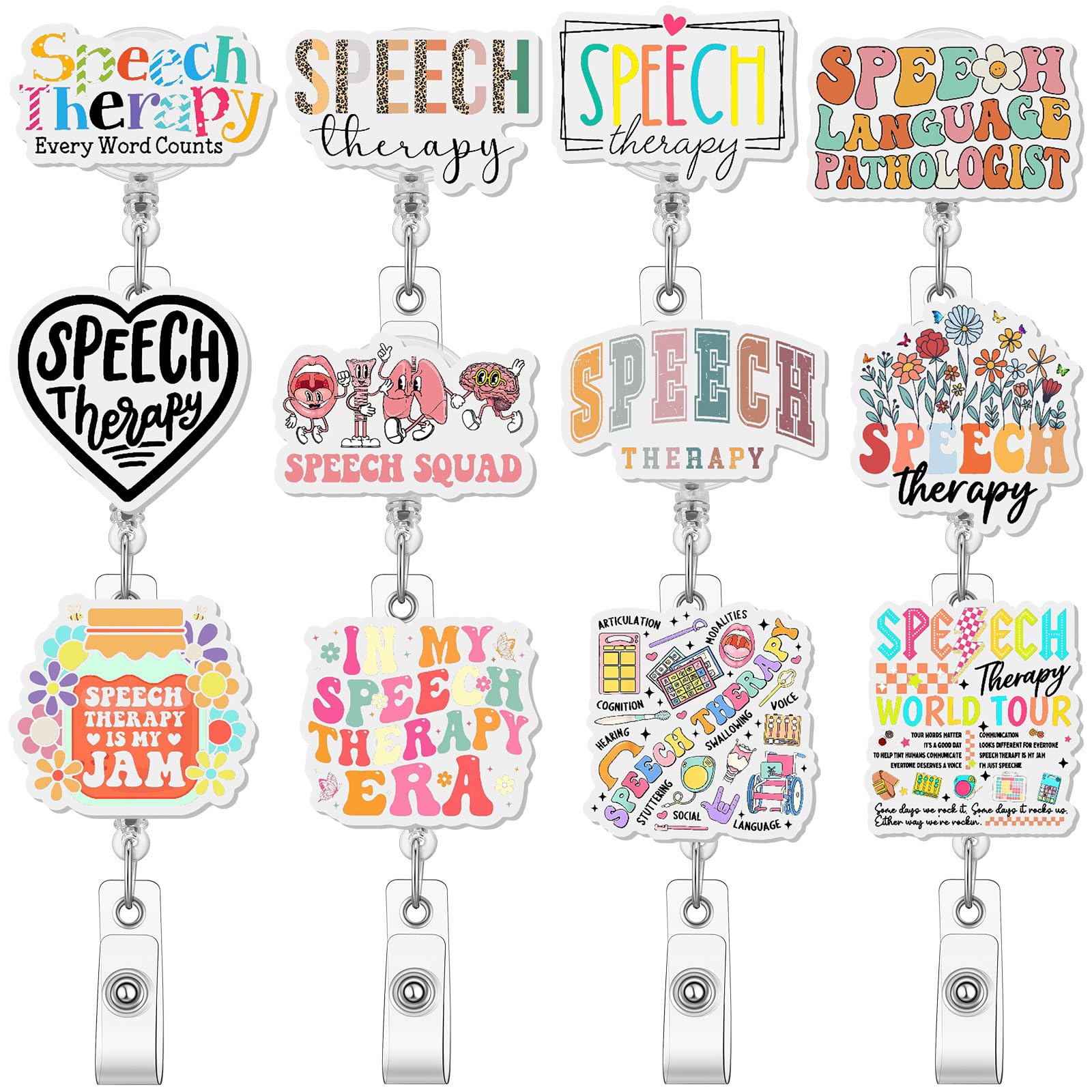 Geyoga 12 Pcs National Speech-Language Pathologist Badge Holder Retractable Badge Reels Cards Holder with Clip Gift for Social Workers Dentist Volunteer Ot Doctor Nurse Coworker Appreciation โ image 1