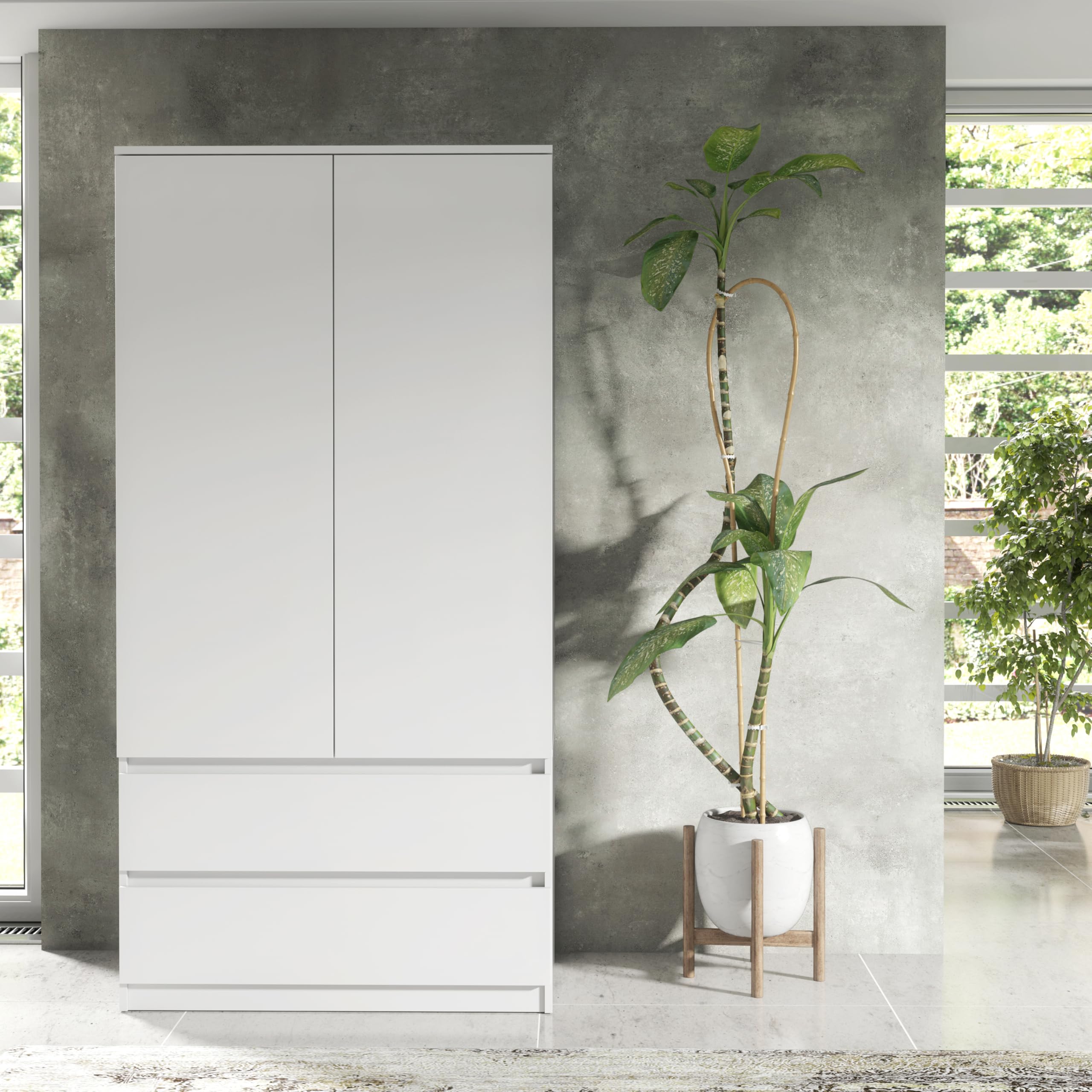 Armadio con Cassetti Nero 90x50x180 cm Guardaroba Multifunzionale per Camera da Letto