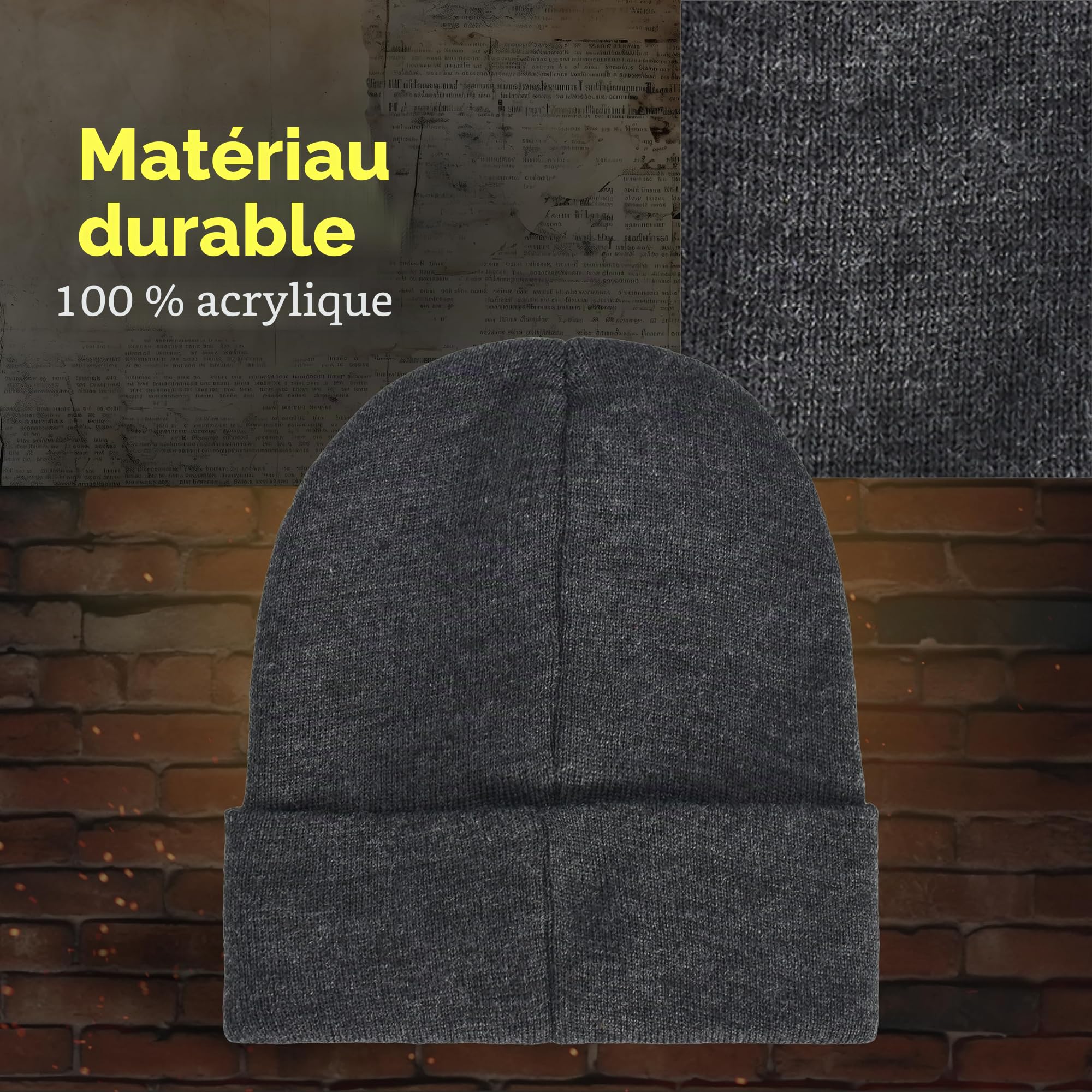 Concept One Yellowstone Dutton Ranch Bonnet d'hiver en Tricot avec Revers Gris Taille Unique, Gris, Taille Unique