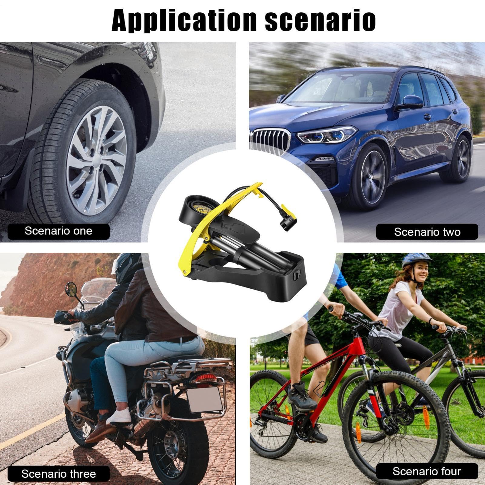 Pompa Ad Aria Con Pedale Manometro, Leggero, Multifunzionale, Alta | Pompa Da Pavimento Per Bicicletta Per automobili, motocicli, biciclette e imbarcazioni di ogni tipo