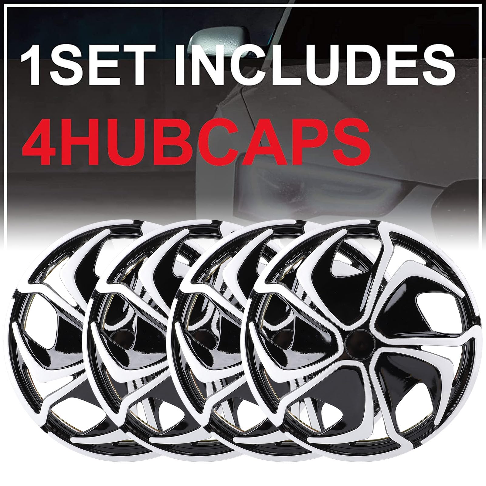 4 PCS HubCaps 14 Pouces, Snap sur Les Couvercles de Roue HubCaps Remplacement, Capes de Moyeu Universel Protecteur de Couverture de Jante pour la Plupart