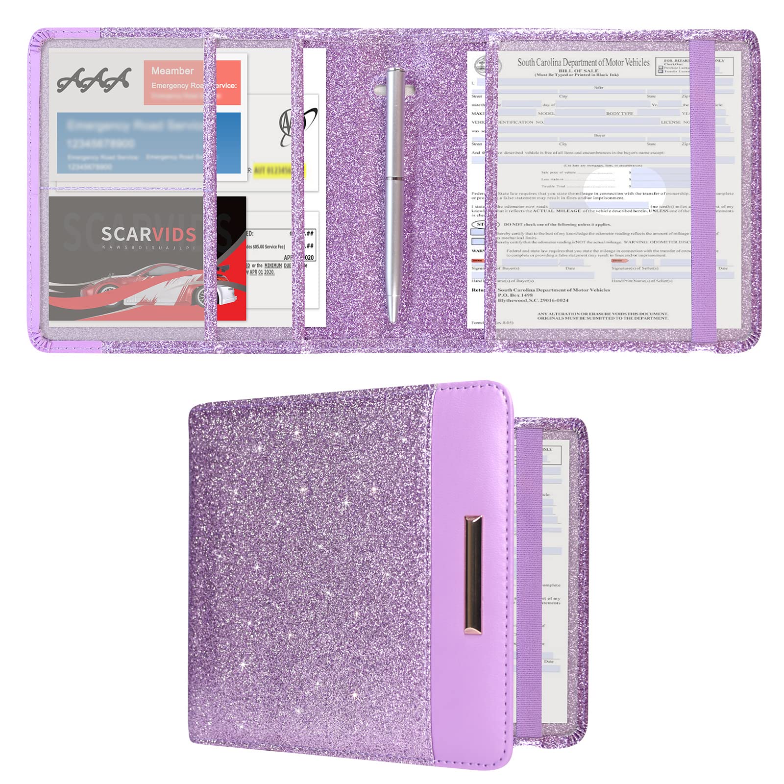 Car Registration and Insurance Holder Vehicle Glove Box Organizer