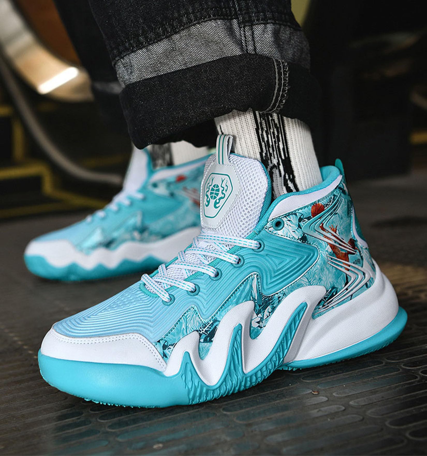 Unisex Buty Do Koszykówki Sportowe Wygodne Oddychające Buty Treningowe(42 EU, Z12)