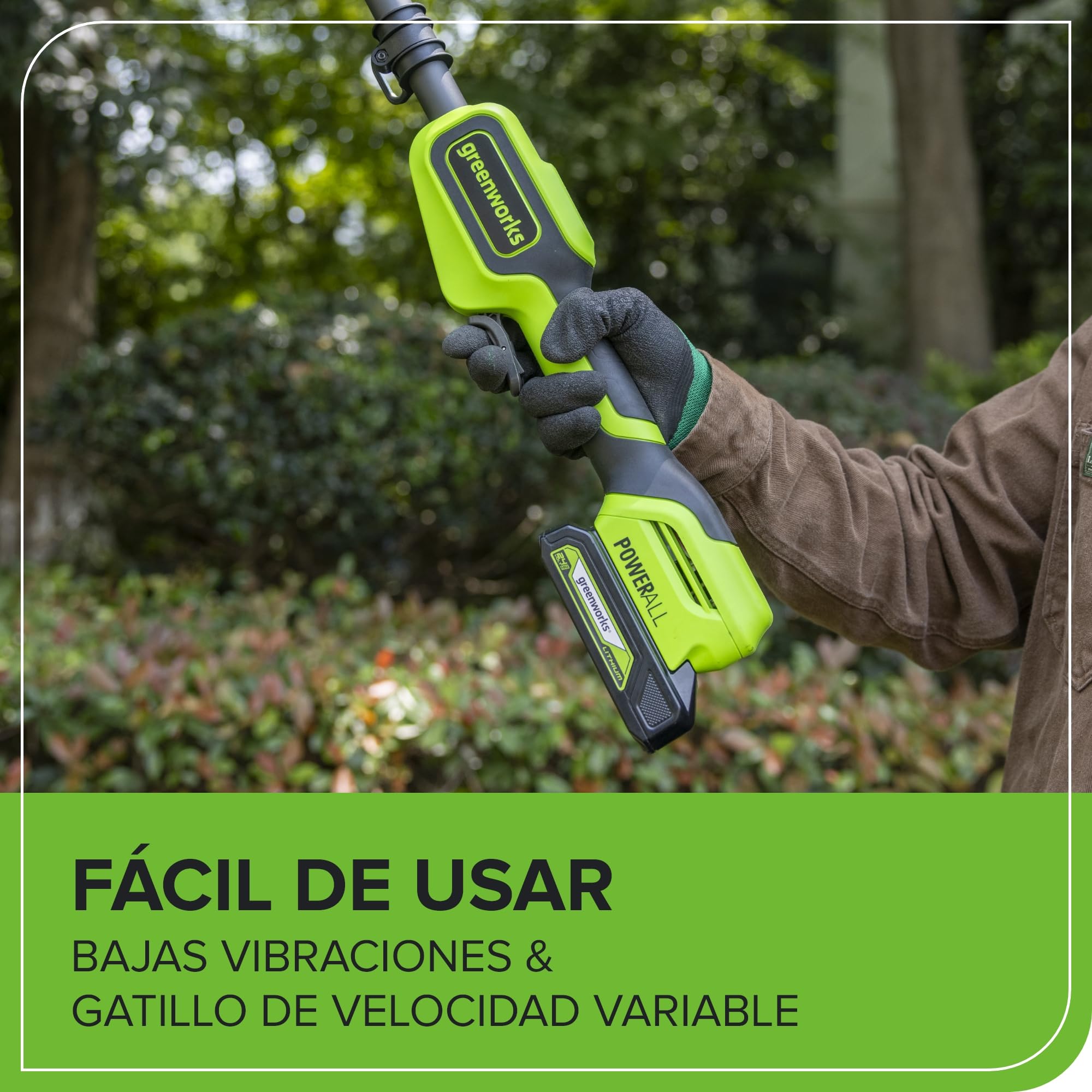 Greenworks Sierra de Pértiga Inalámbrica de 24V, Podadora de Pértiga de 2,68 m, Motosierra Eléctrica de 20 cm con Engrasador Automático, Velocidad de Cadena de 6,7 m/s (Solo Herramienta)