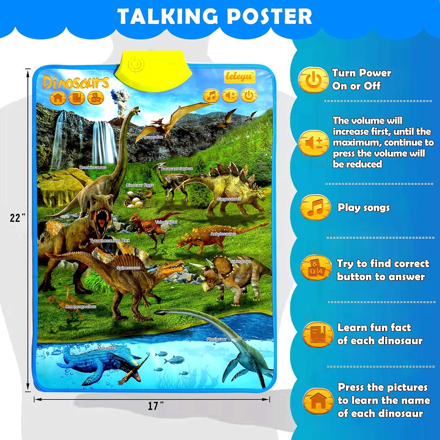 Dinosaur poster electronic interactive educational talking poster