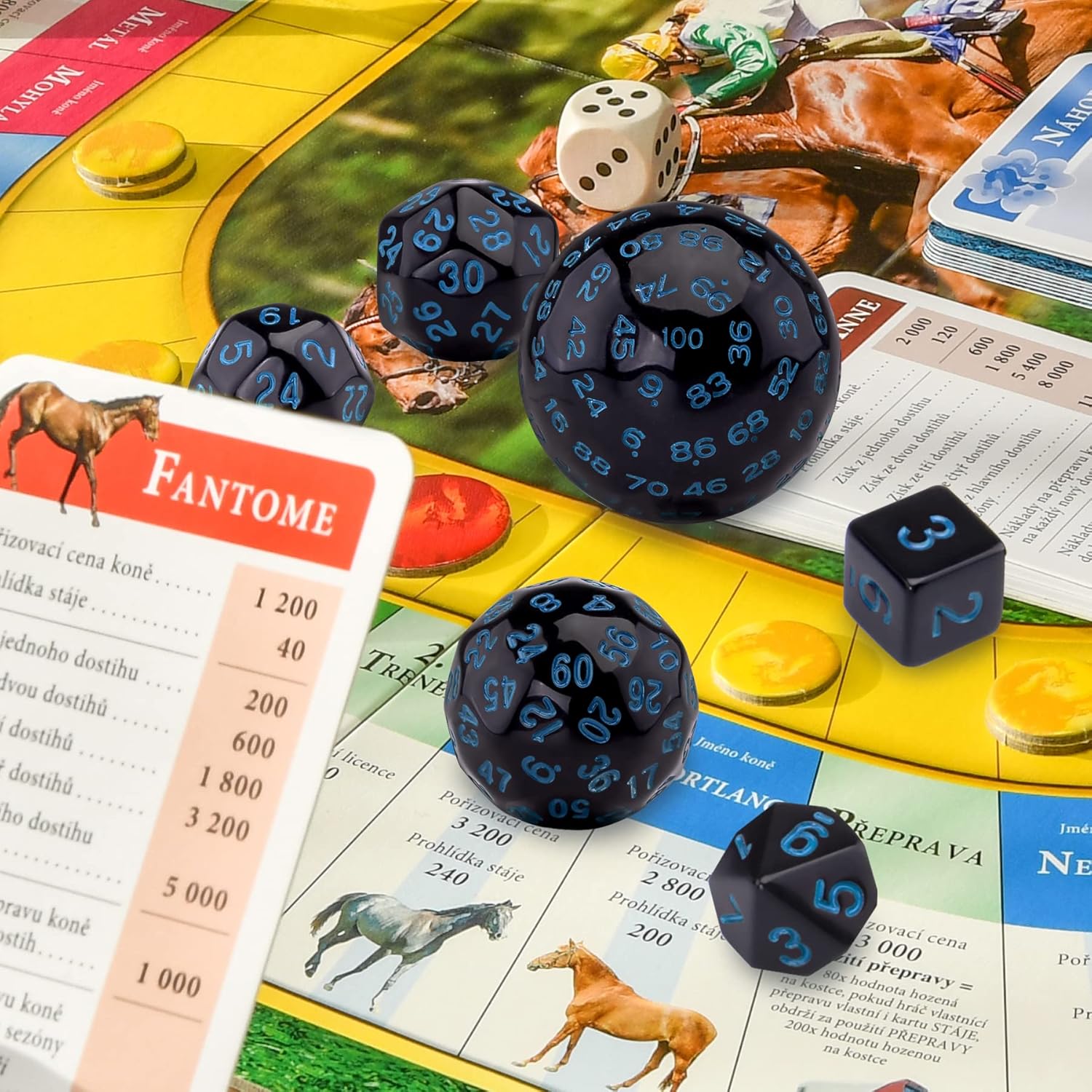 AUSTOR 15 Pieces Complete Polyhedral Dice Set D3-D100 Game Dice Set with a Leather Drawstring Storage Bag for Role Playing Table Games(Black & Blue) - Image 5