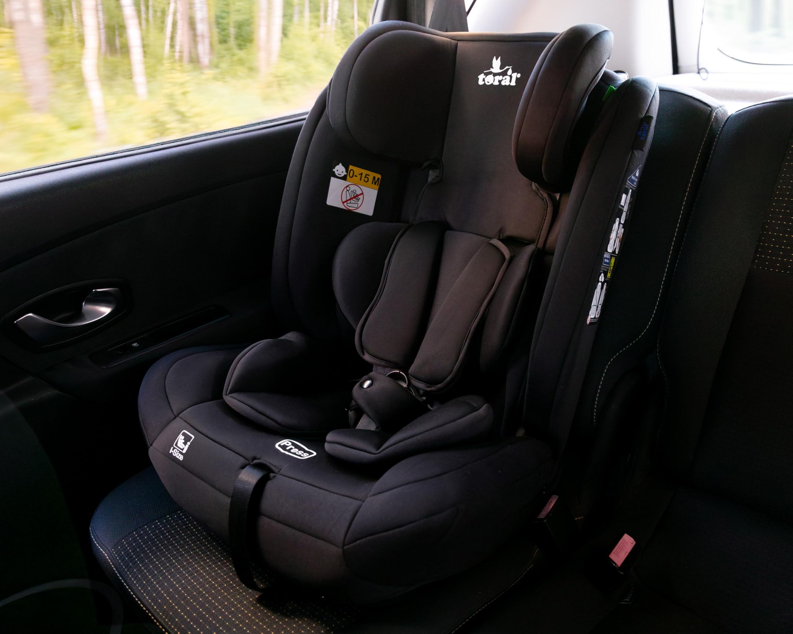 Toral Alzador Coche Niño - Silla Coche Grupo 1 2 3 i-Size - Desde 76-150 cm - Silla Coche Bebe - Elevador coche niño y niña - Silla bebe coche Modelo Silverstone Negro