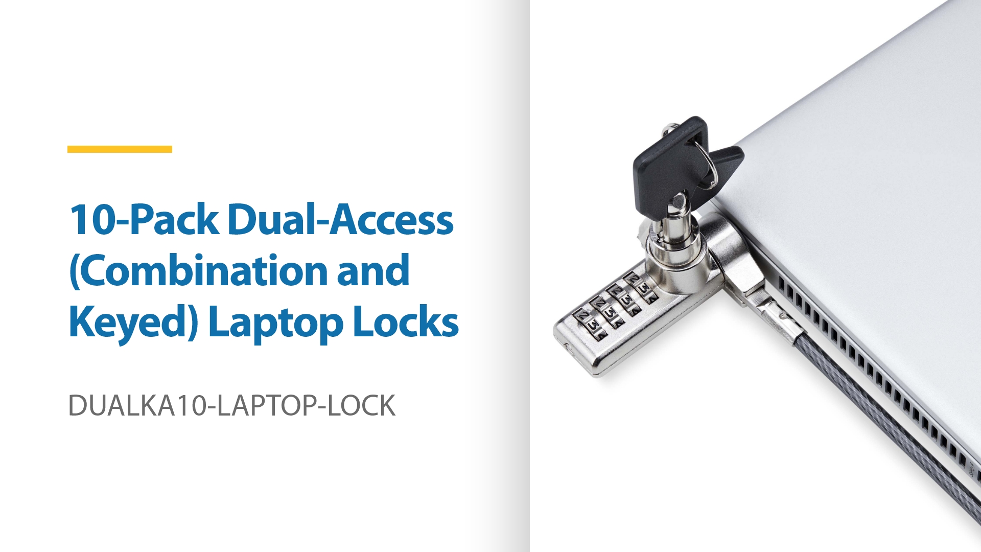Amazon.com: StarTech.com 10-Pack Dual-Access Laptop Lock, 6.6ft