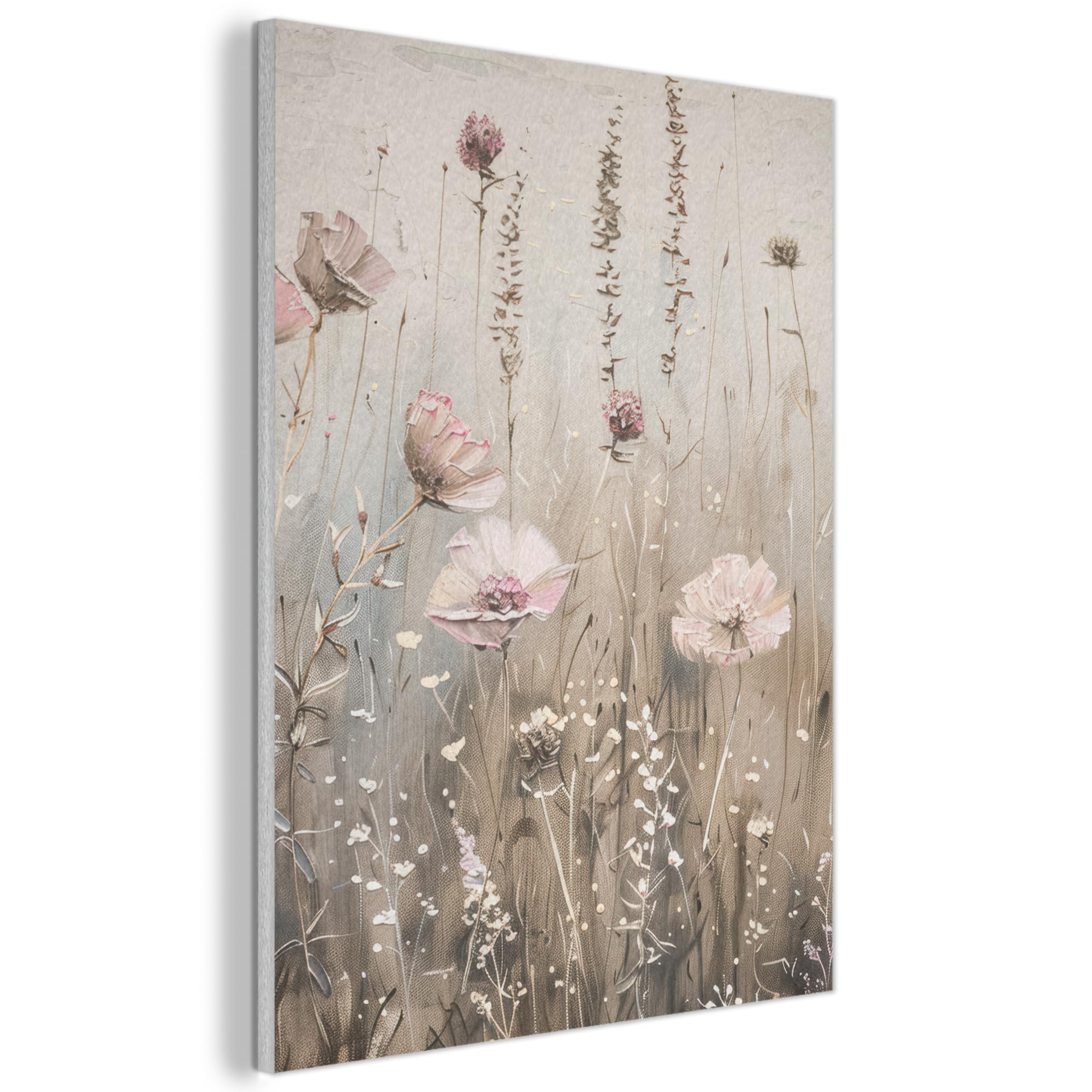 MuchoWow© Décoration en Feutre Murale Design 70x100 cm Élément Déco Chambre Salon Maison Cuisine Moderne Fleurs - Rose - Moderne - Beige