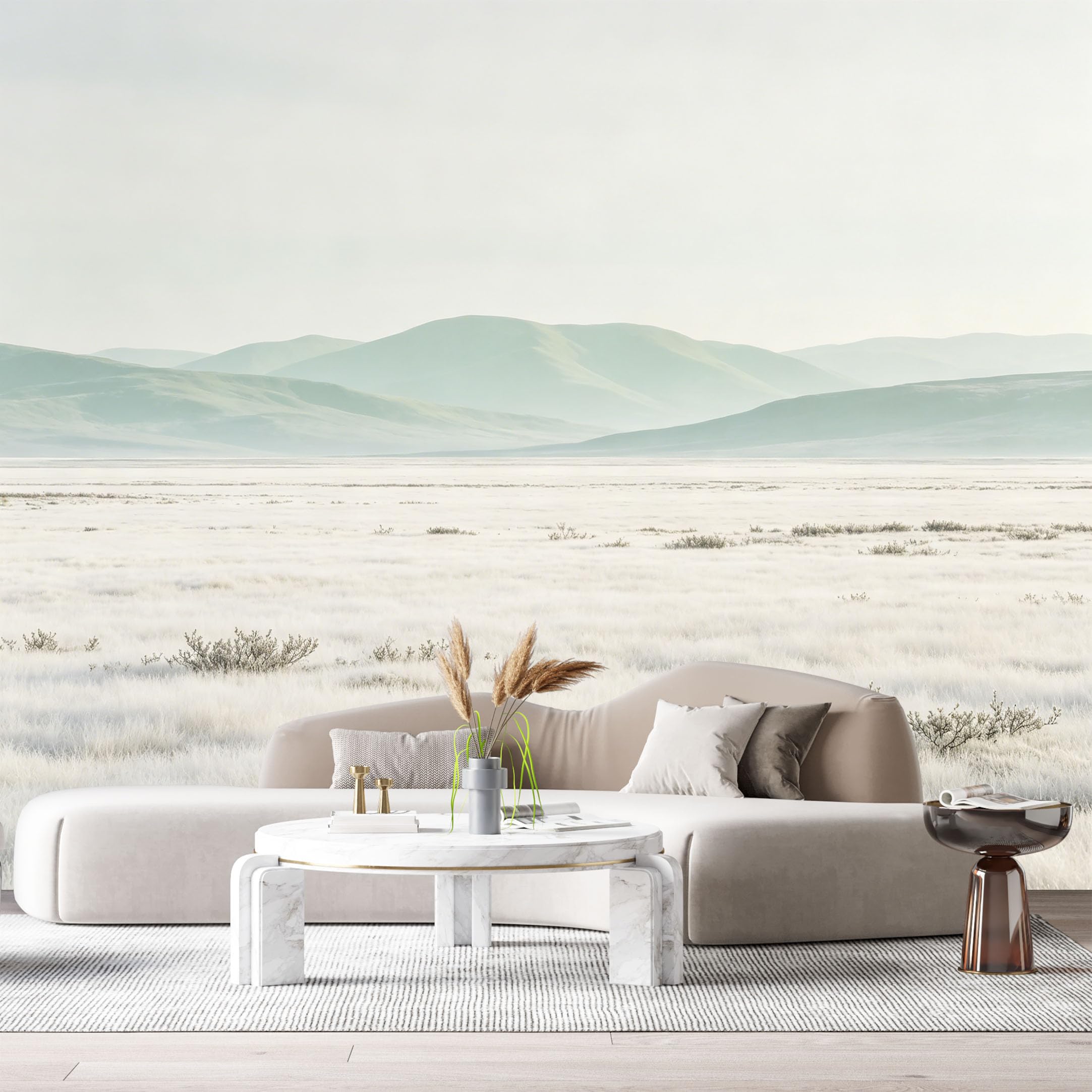 Custom Size Wall Murals Misty Mountain Landscape Minimalist Frosted Field SelfAdhesive Wall Fabric Removable Large Wallpaper for Photo Living Room